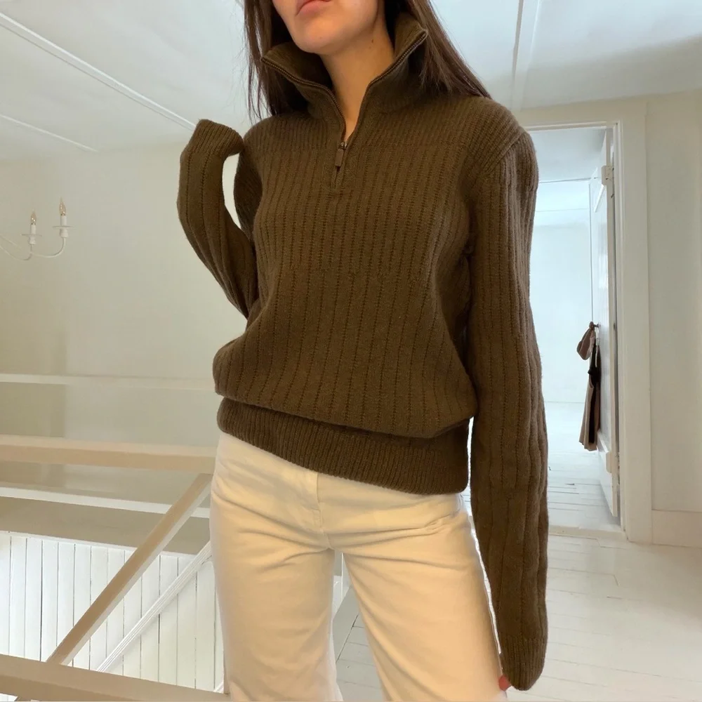 Hugo Boss Wool Collared Quarter Zip Sweater Size Mens L - Picture 2 of 10